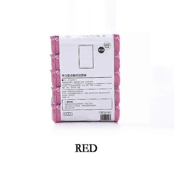 5 Rullar 1 Förpackning 100st Hushålls Engångs Soppåsar Köksförvaring Skräppåsar Rengöring Avfallspåse Plastpåse Red 45x50cm