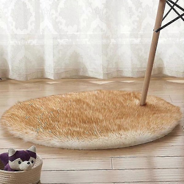 Rund Ryamatta Vardagsrum Sovrum Matta Golv Fluffig Matta White and Yellow 30cm