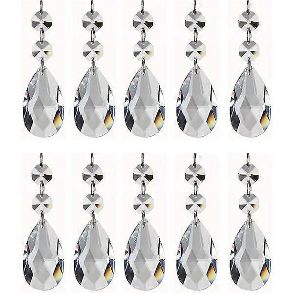 12 st klara droppformade kristallkronor prismor