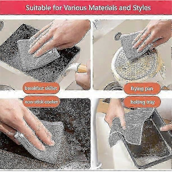 Ripesikker Oppvaskklut i Metall - Multifunksjonelle Oppvaskkluter for Våt og Tørr Bruk - Kjøkkenhåndklær - Bra 5pcs A-single layer