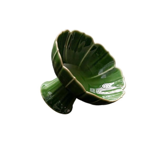 Keramisk fruktskål med fot, dessertställ för vardagsrum och matbord Green