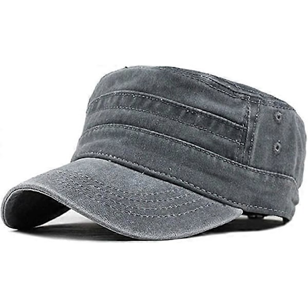 Unisex Vintage Militär Armé Keps Platt Justerbar Basebollkeps Grå grey