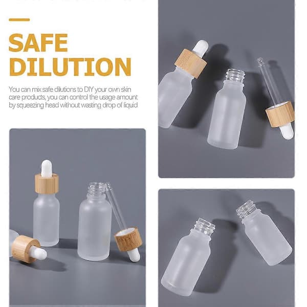 Glassdråpeflasker for oppbevaring av eterisk olje, frostet design, 8 stk. sett