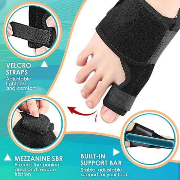 1 par Hallux Valgus-korrigerer, justerbar natt- og dag-tåskiller for hallux valgus-bunion for kvinner og menn