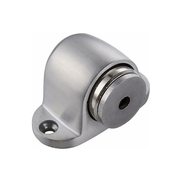 Magnetisk dørstopper, gulvmontert, børstet metall