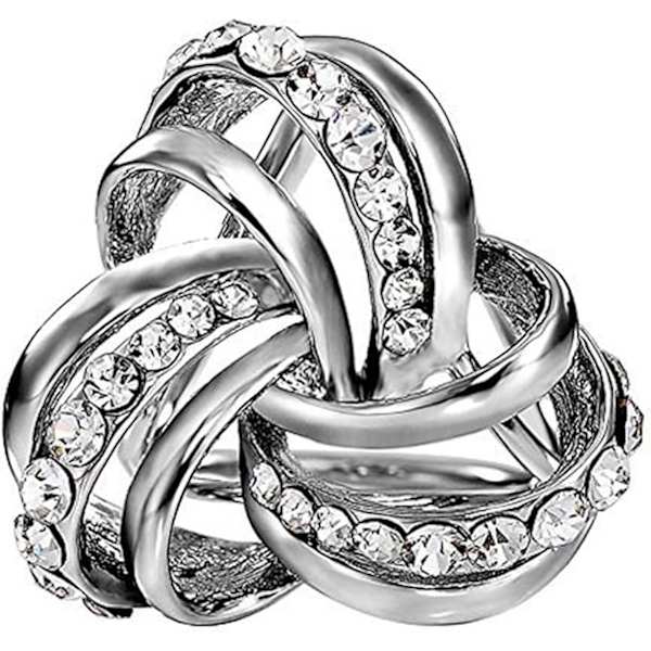 Elegant Modern Enkel Design Dam Trippelring Diamant Metallisk Sidenhalsdukar Clip Halsduksring Chiffongspänne Silver