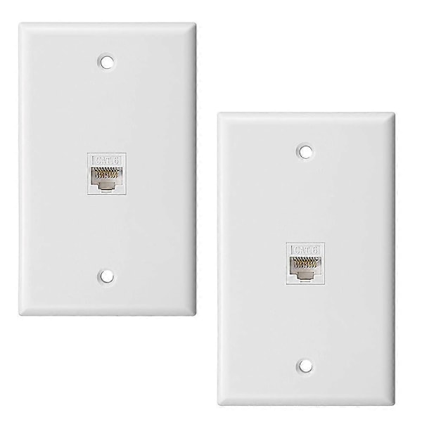 2-pakkaus 1-porttinen Ethernet-seinälevy, seinälevy RJ45 naaras-naaras inline-liittimellä