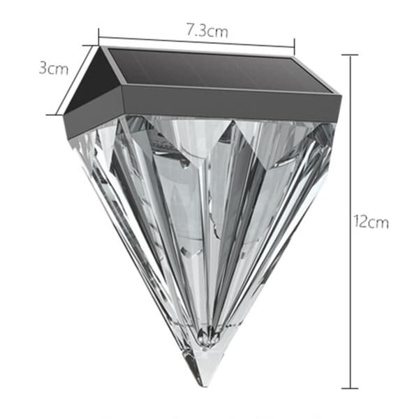 Utendørs solcellehagelys, 2 stk varmhvite solcellelys IP44 vanntette dekorative solcellelys for gjerde, uteplass, trapper, vegg (diamant)