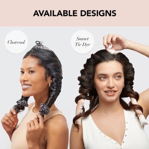 Kitsch Satin Heatless Curling Set - Over Night Curls, Heatless Curling Wand Headband, Myke Curls Uten Varme, Hårrulleteip - Sunset