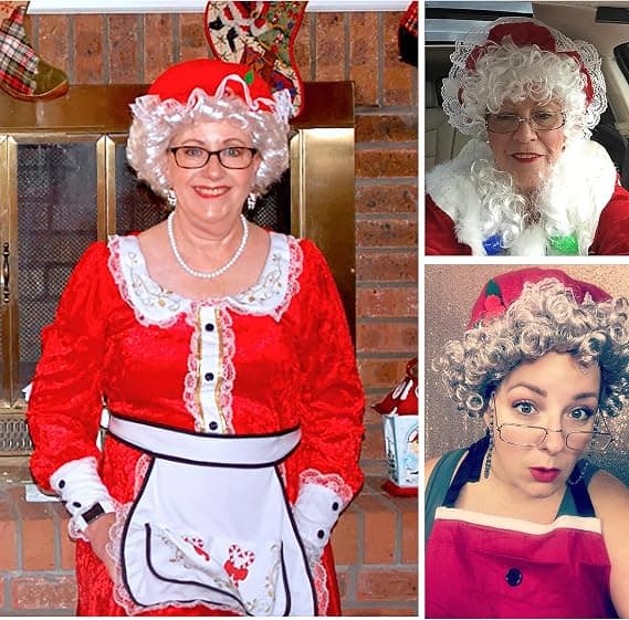 Fru Claus Hattdräkt för Kvinnor Jul Tomte Fru Mopp Spets Vit Kant Mössa för Jul Nyår Festlig Cosplay