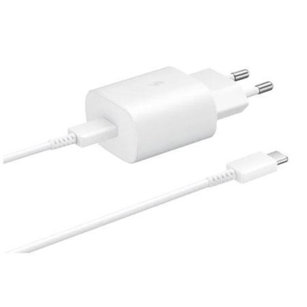 20W Snabbladdningsadapter för Samsung + 1M Kabel Vit 25W + 1m cable white