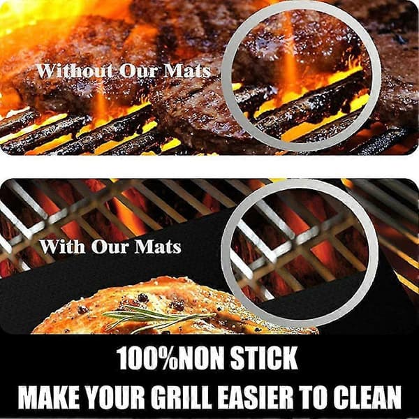 Grillmåtte-sæt Med 2 Kraftige 600 Fahrenheit Grader Non-stick BBQ Grillmåtter