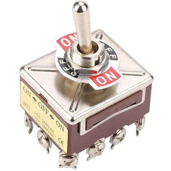 4PDT 3-position 12-benet ON/OFF/ON Mini Terminal Vippekontakt 15A/250VAC 10A/380VAC til Industriel Styring (3.43.45.8cm)