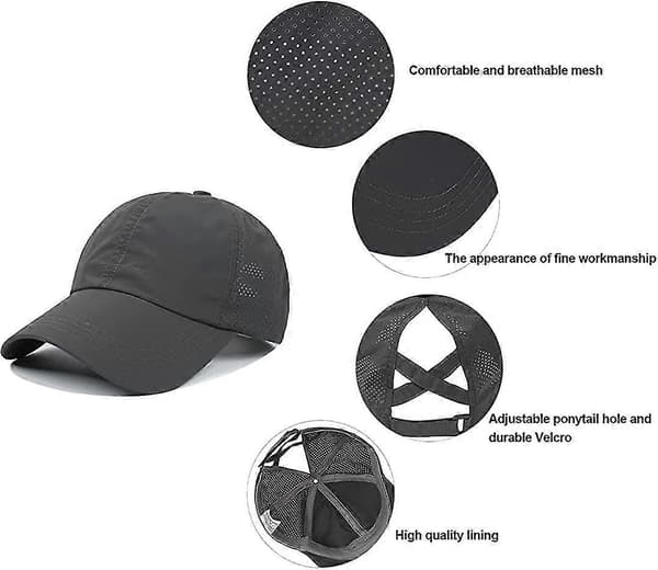 Baseballkeps för damer med korsad hästsvans Dark Gray