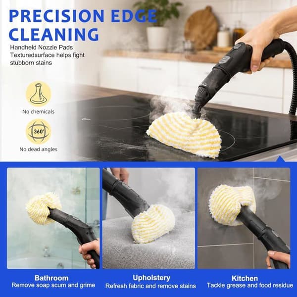 Sett med 6 vaskbare og gjenbrukbare refill-puter, kompatible med Karcher SC2 SC3 SC4 SC5 EasyFix dampvasker, gul