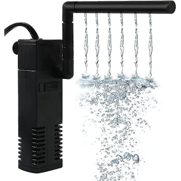 Akvarium Internt Filter, Justerbart Strømningsakvariefilter med Vannpumpe for 20-250L Akvarium, Stille, 20W