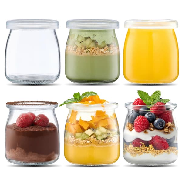 200 ml yoghurtpuddingglasburk med plastlock minikopp liten glasflaska (6 st)