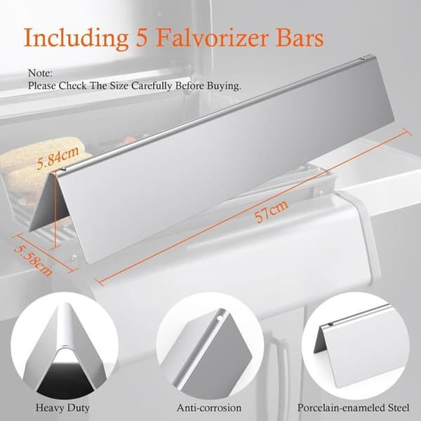 Flavorizer Bars - 5 Stykker - Rustfrit Stål - Til Weber Spirit 300 og 700 - 57 cm