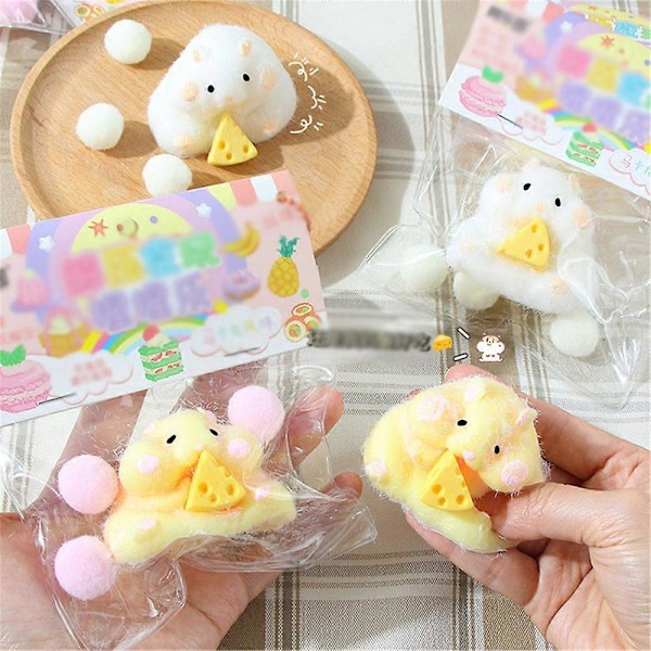 Kreativ Hamster Squishy Klemme Legetøj Mochi Squishy Stress Relief Sensorisk Fidget Legetøj Yellow