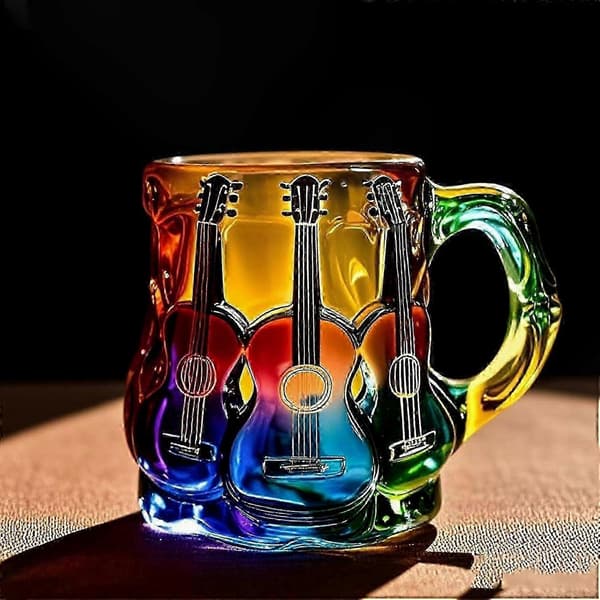Musikaliskt instrument-tema glasmugg med 3D-gitarrdesign för musikentusiaster och samlare B