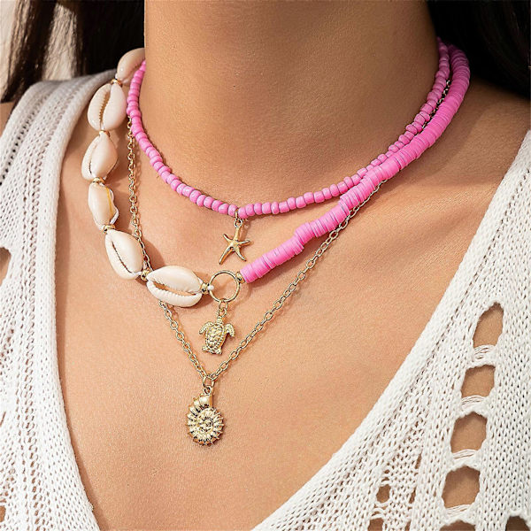 3 Stykker Halskæder med Havtema Trendy Kravebenskæde Choker med Letvægtsdesign Til Sommerfester 04 necklace gold