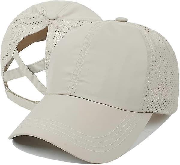 Baseballkeps för damer med korsad hästsvans Beige