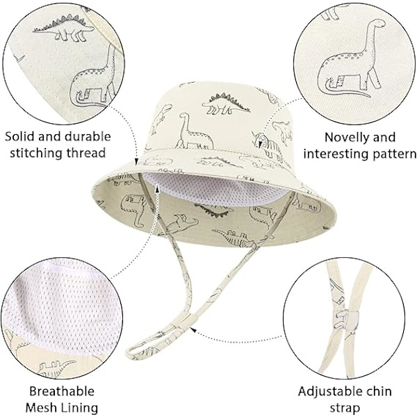 Baby Solhatt Småbarn Solskyddshatt för Baby Pojkar Flickor Barn Sommar Bucket Hatt UPF 50+ Vikbar Strandhatt Beige