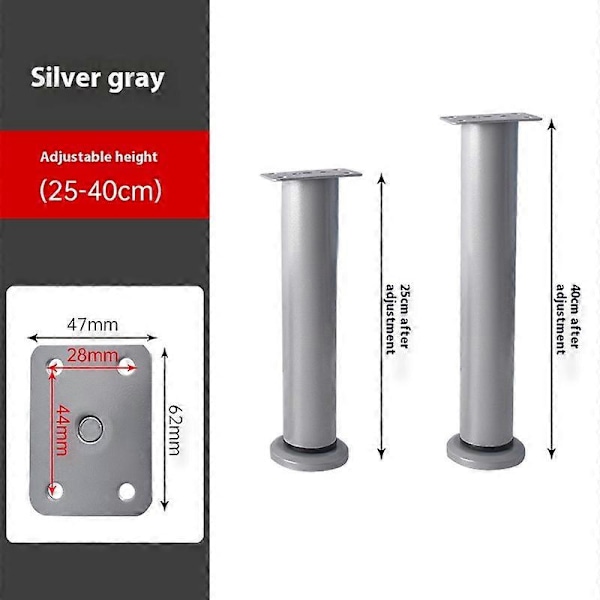 Helposti asennettava 4 pöydänjalan sarja, korkeussäädettävä sopimaan erilaisiin kodin tyyleihin Gray 25cm-40cm
