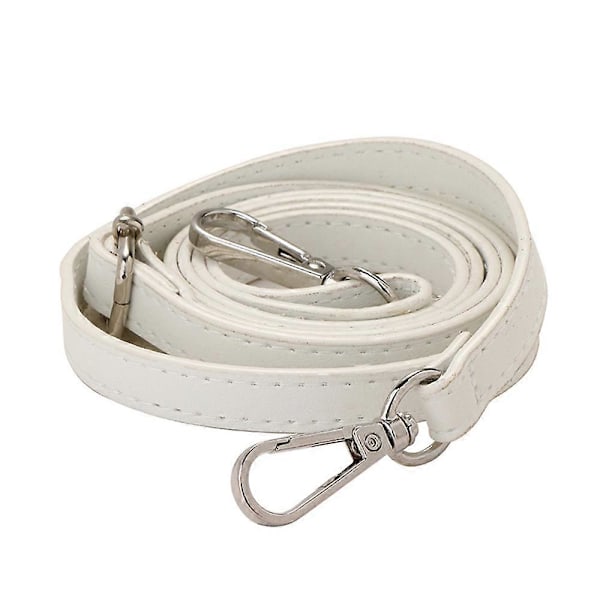 Justerbar Lång Läder Crossbody Axelremsersättning Handväska Bälte White  Silver buckle