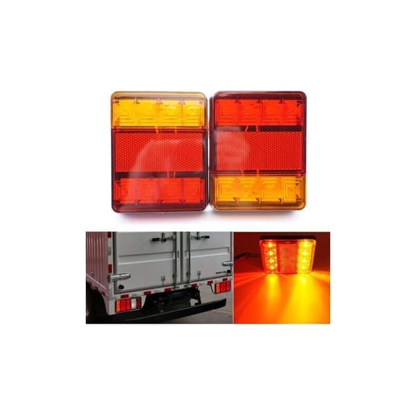 2PCS Vattentäta 8 LED Bakljus Röd Gul DC 12V för Bil Lastbil Släpvagn Båt Styling Varning