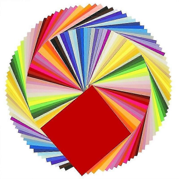 Origamipapper 50 Livfulla Färger Dubbelsidigt 200 Ark Premiumkvalitet 15cmx15cm För Konst- och Hantverksprojekt - Samma Färg Båda Sidor
