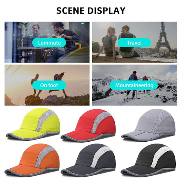 Lång Keps Unisex Solskydd Anti-UV Bra Andningsförmåga Ihålig Mesh Vikbar Reflexremsa Svettabsorberande Band Snabbtorkande Sportmössa Löpning Red