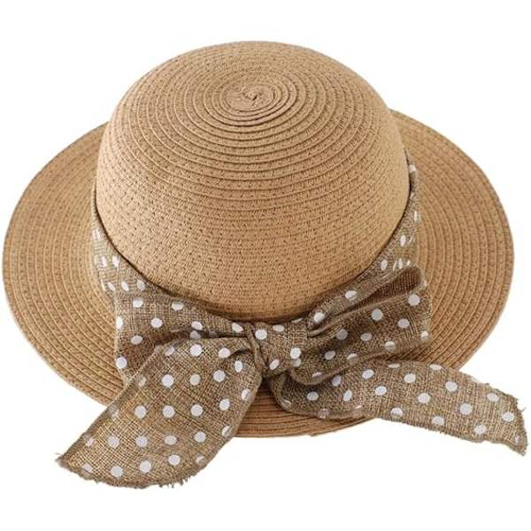 Baby Flickor Solhatt Solskydd Hattar Sommar Rosett Strandhatt för Barn Khaki