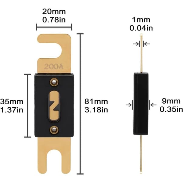 ANL 200A 32V säkring, ANL-200A platta bilsäkringar, 200 Amp 32VDC för billjudskydd (3-pack)