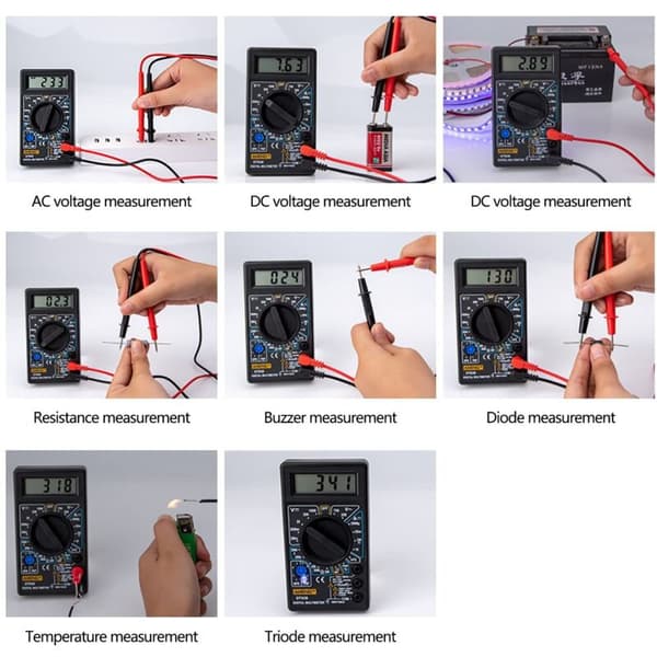 Profesjonelt digitalt multimeter, kontinuitetstester, voltmeter, amperemeter, ohmmeter, DC spenningstester, motstandstester