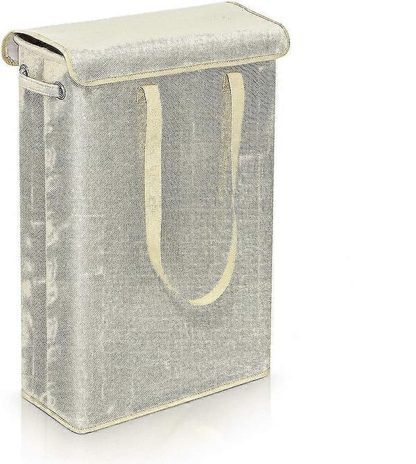 Tvättkorg med lock och handtag beige