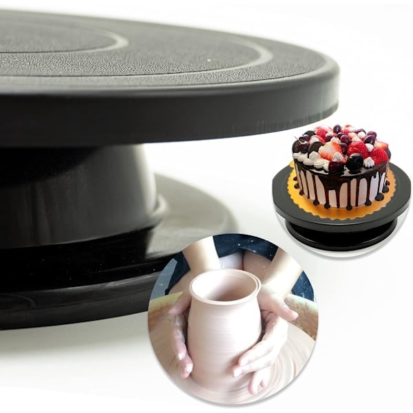 ING Kagefad - Roterende Kagefad - Kagefad med Base - Kagespinner - Diameter 27,5 cm - Sort