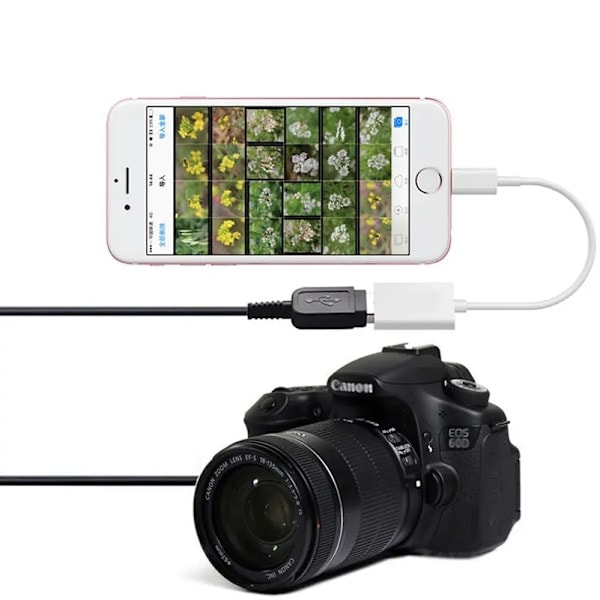 iPhone-sovitin USB:lle - USB 2.0 naaris liitäntään Lightning - OTG valkoinen