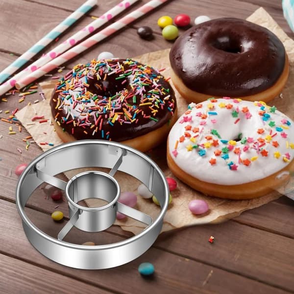 Donutformede udstikkere, kageudstikker i rustfrit stål, rund moussering, chokoladeform, genanvendeligt bageværktøj til køkkenet