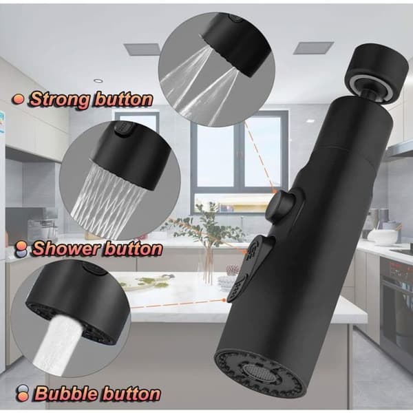 Kranlufter, 360° svingbar kjøkkenkranmunnstykke med 3 spraymoduser, vannbesparende kranlufter, vannbesparende adapter