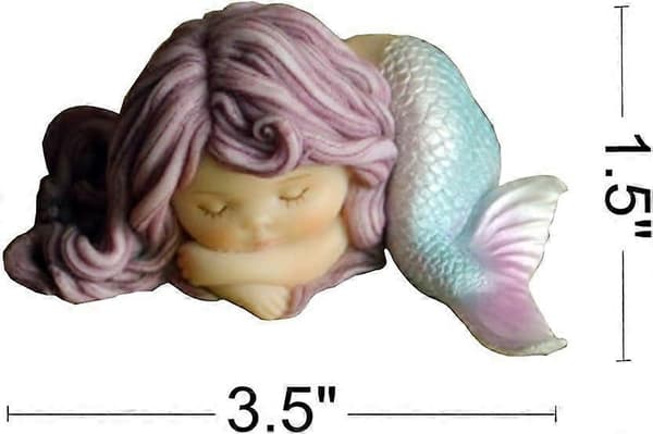 Miniature Havefe Mermaide Fe Statuer - Drømmehavfrue Thinking Mermaid