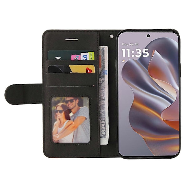 KT Leather Series-1 Motorola Edge 50 Neo 5G:n nahkainen suojakotelo, väriyhdistelmä, lompakko ja teline Multicolor Style A
