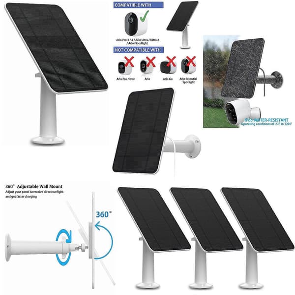 Solpanelopladning til Arlo Ultra/ultra 2/pro 3/pro 4/pro 3 Floodlight/go 2 4w