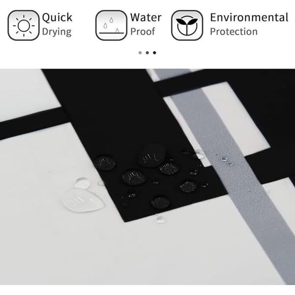 Svart och vit duschdraperi, svart och grått geometriskt tygduschdraperiset
