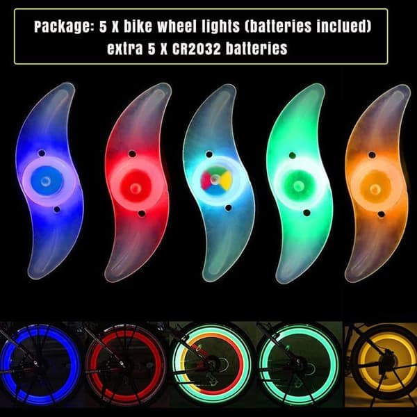 LED-sykkelhjullys, 5 stk. sykkelhjullys, vanntett LED-dekklys med 3 blinkende moduser, eikelys til sykkel