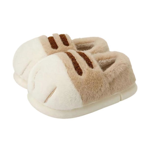 Kattpotttofflor, 3D Kattpott-Cartoontofflor för Kvinnor khaki 39 to 40
