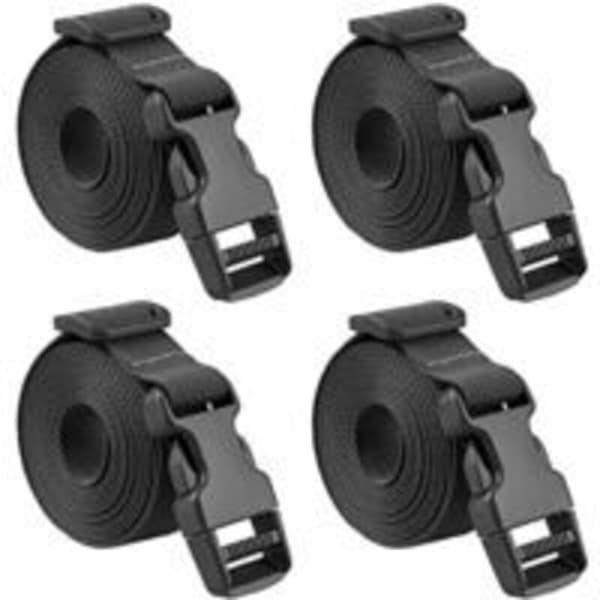 25 mm spännrem, 4-delad spännband, plastrem för packning, resväskor, flytt, bagage (svart)