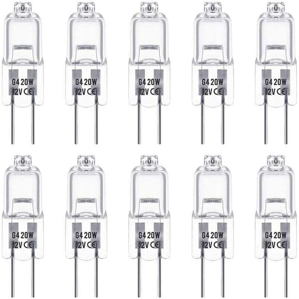 G4 12V 20W Halogenpærer - Varmhvit 2800K - Dimbar - Pakke med 10