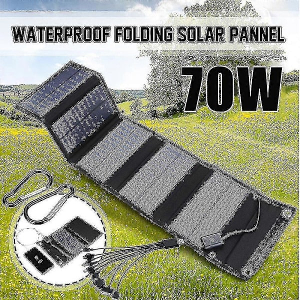 70w Foldbar USB Solpanel Solcelle Bærbar Foldbar Vandtæt Solpanel Oplader Til Mobil (sammenfiltring)