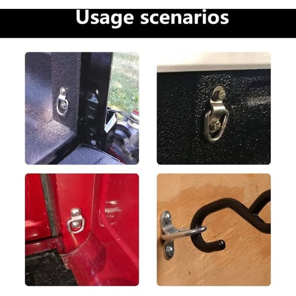 Sæt med 6 kraftige surringsringe til montering, fastgørelse, stropper, klamper, kroge, trailerankre. Surringsring.